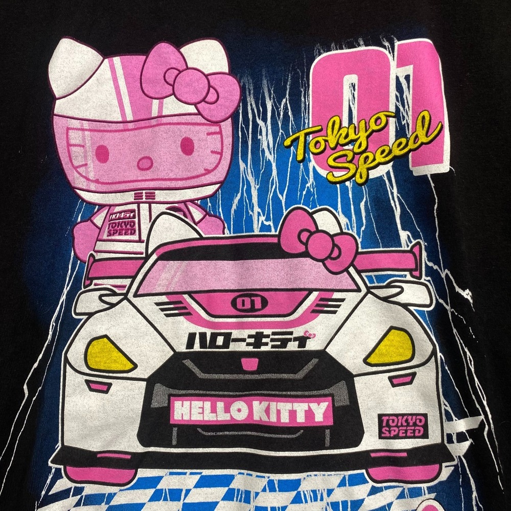 Hello Kitty Sanrio Tokyo Speed Race Car T-Shirt Mens Large Black Pink Bioworld